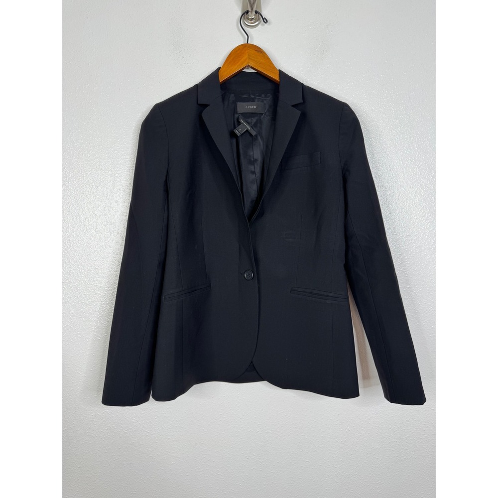 J.Crew Parke Blazer Womens 2 Black Italian Stretch Wool Single Button B5231